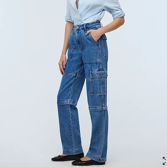 Madewell Baggy Straight Cargo Jeans in Thetford Wash: Zip-Off Edition NWT - Picture 3 of 5